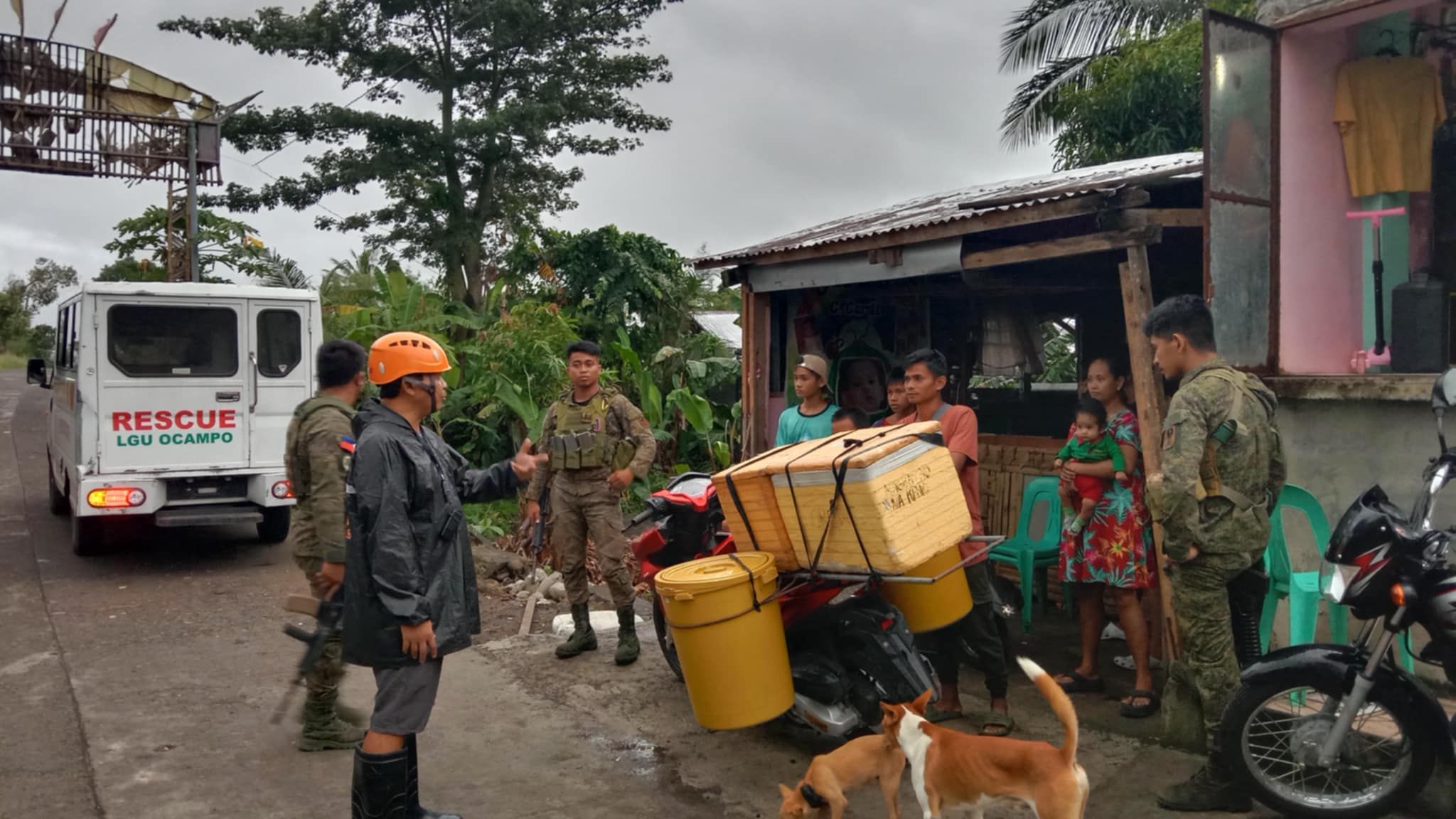 Residents moving to evacuation centers during typhoons