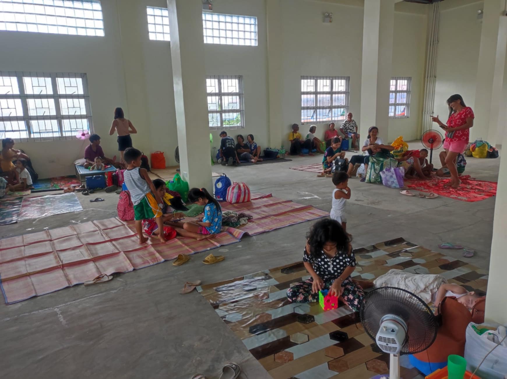 Overcrowded evacuation center