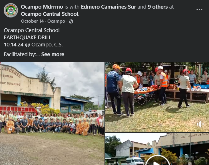 MDRRMO Facebook page showing updates